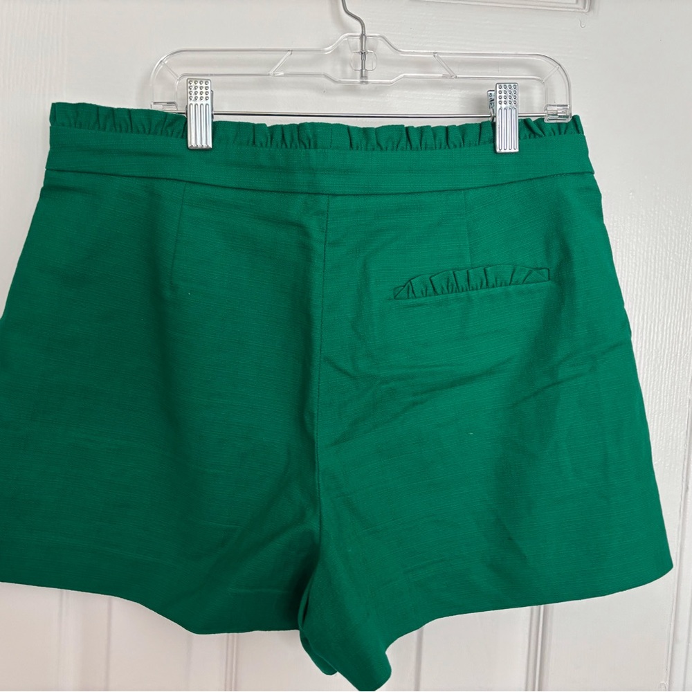 J. Crew High Waist Green Shorts Tailored Cotton Blend - Picture 2 of 5